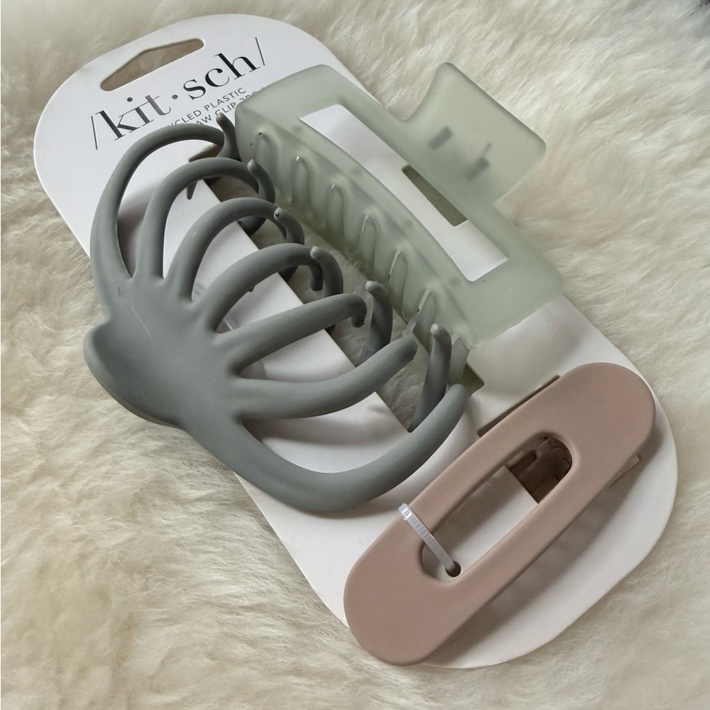 Kitsch Hair Claw Clip Set - Gray, Cream, Tan - Picture 3 of 4